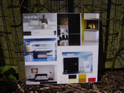 Moodboard met gebruikte kleuren en meubels
